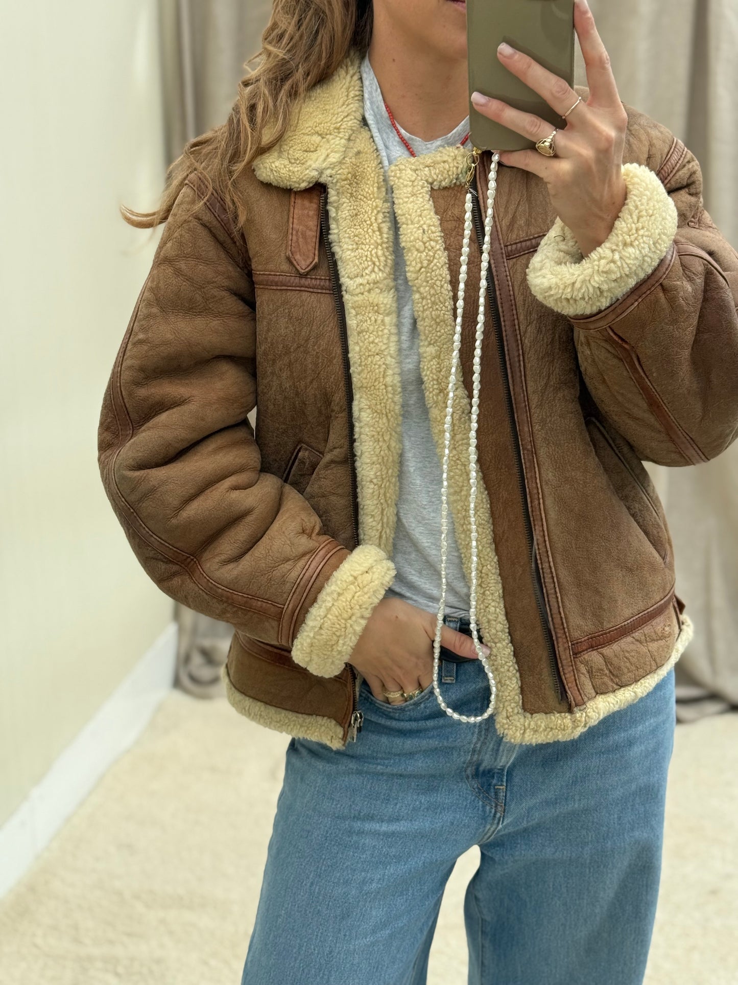 Vintage pilotenjas shearling unisex