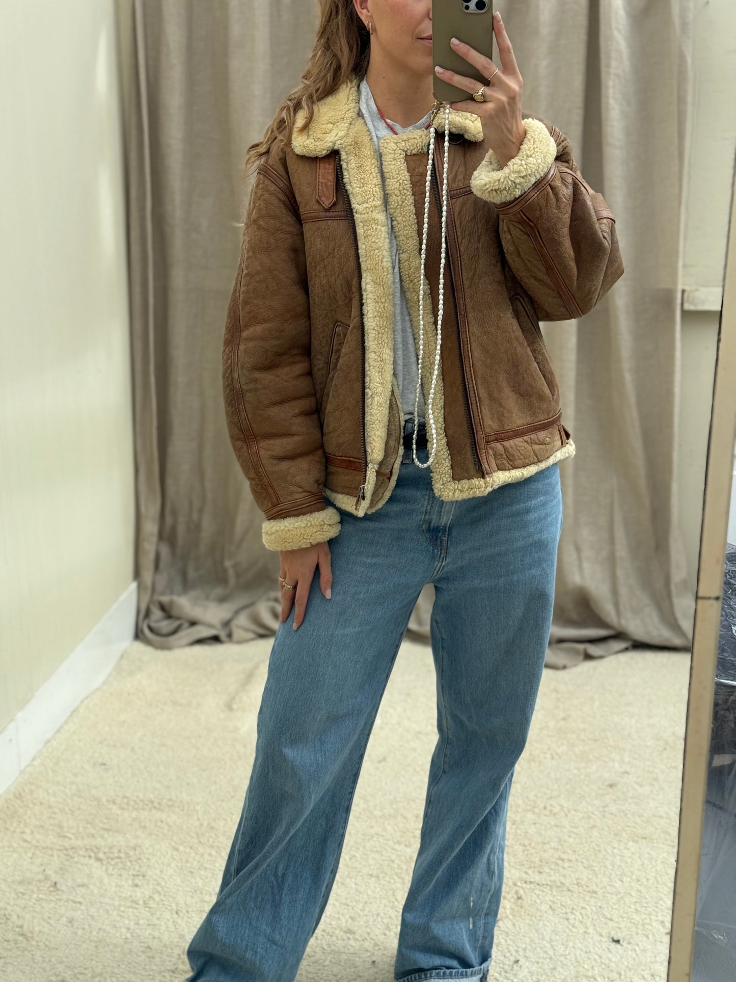 Vintage pilotenjas shearling unisex