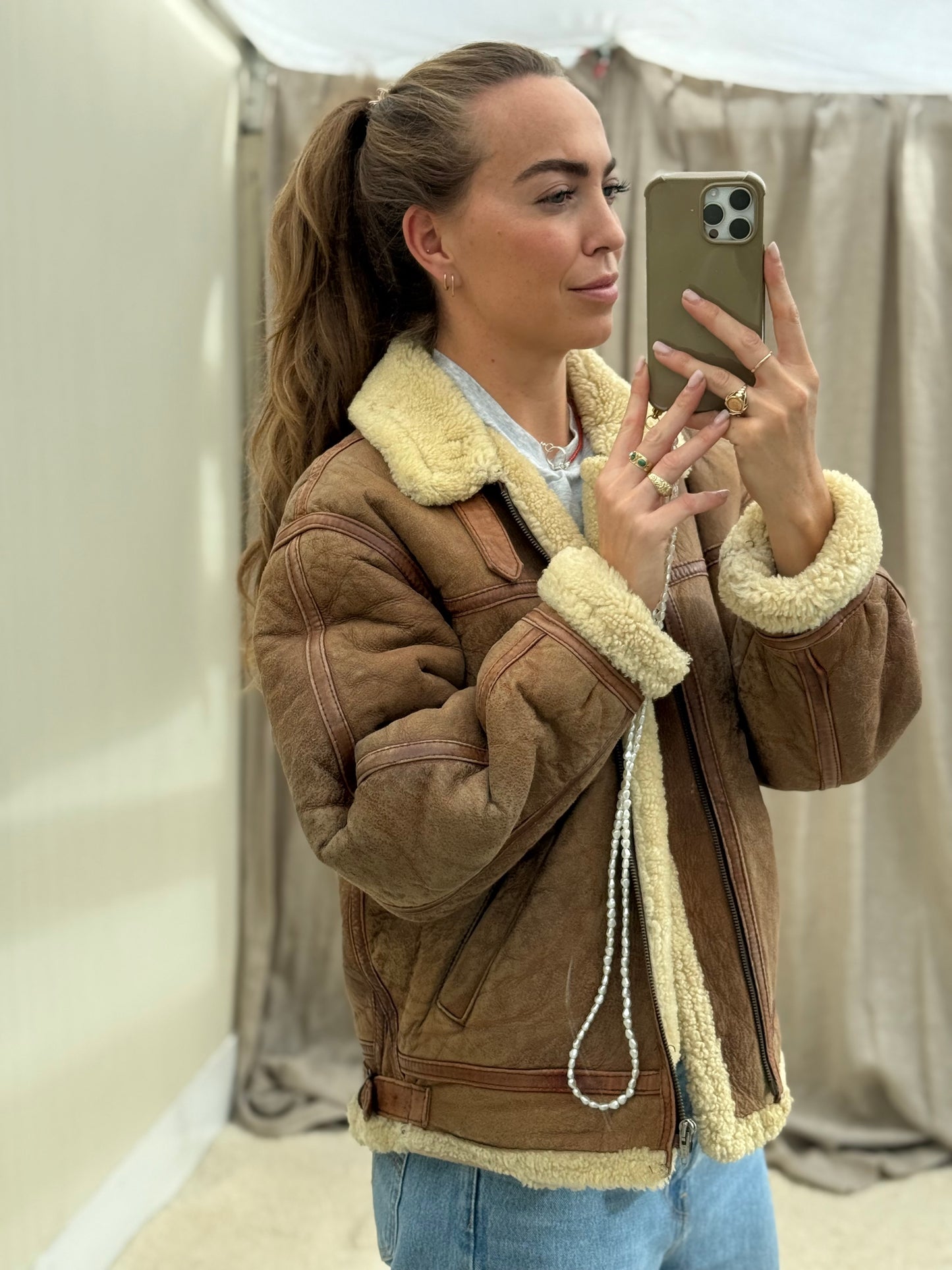 Vintage pilotenjas shearling unisex