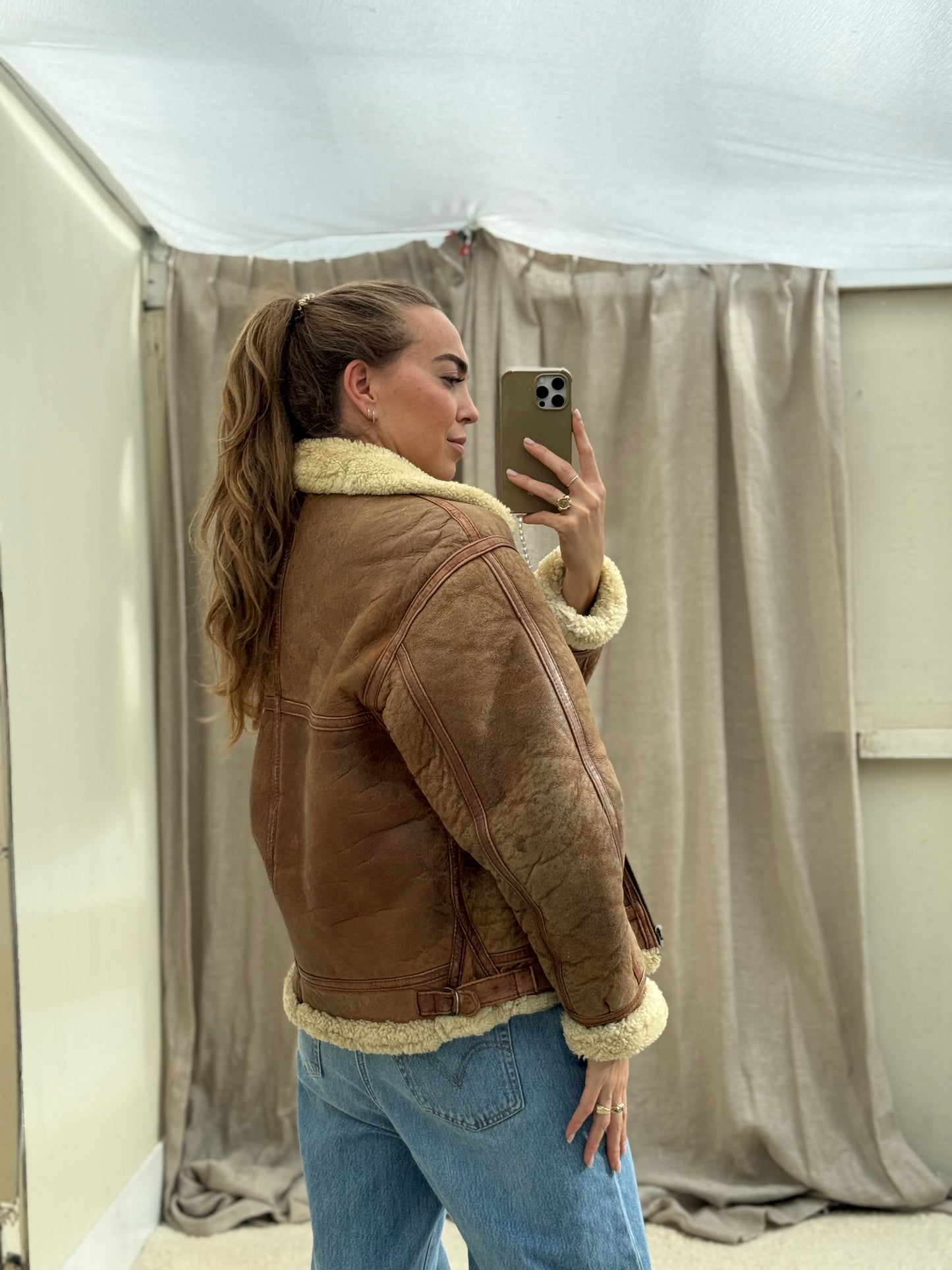 Vintage pilotenjas shearling unisex