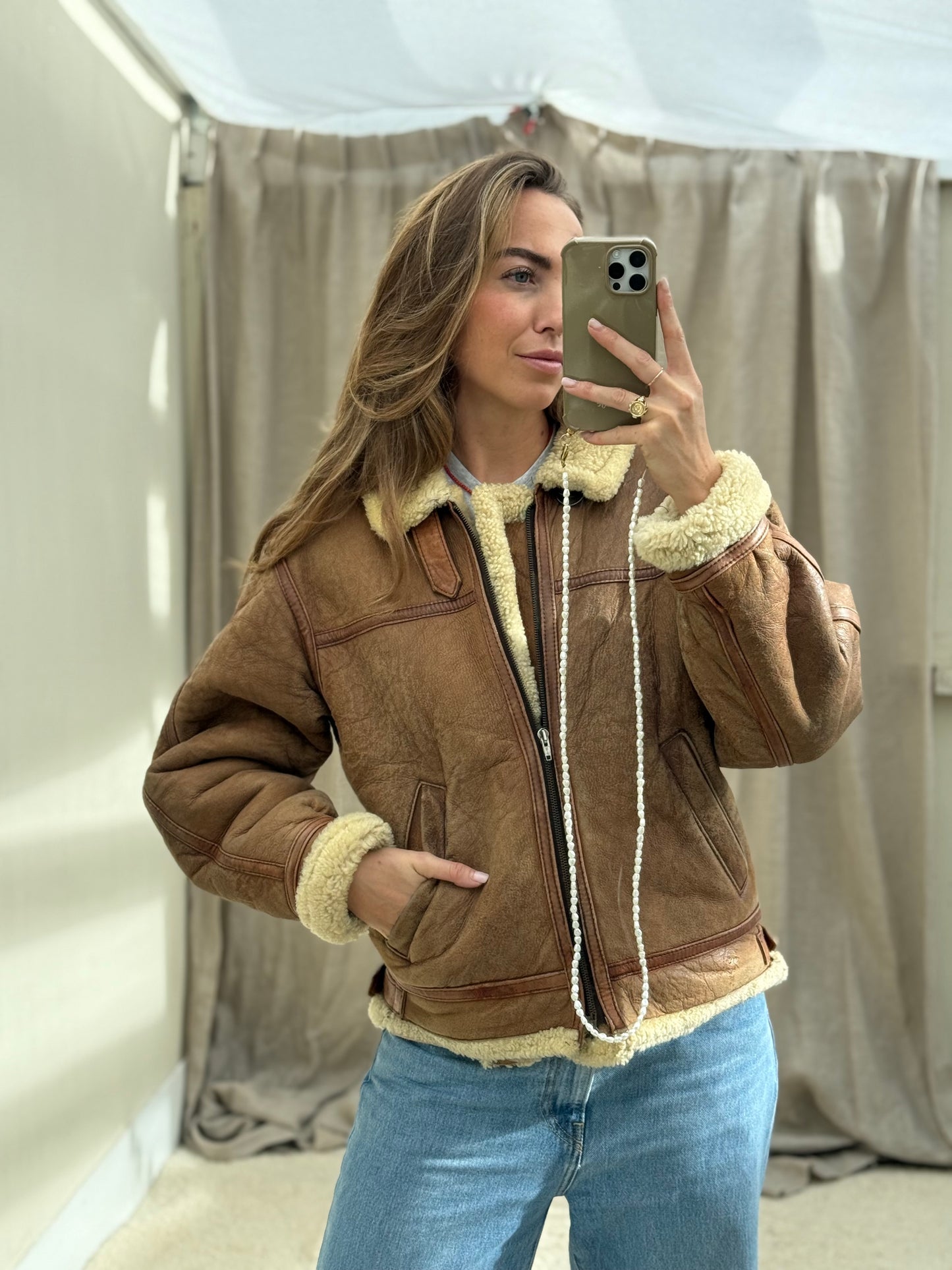 Vintage pilotenjas shearling unisex