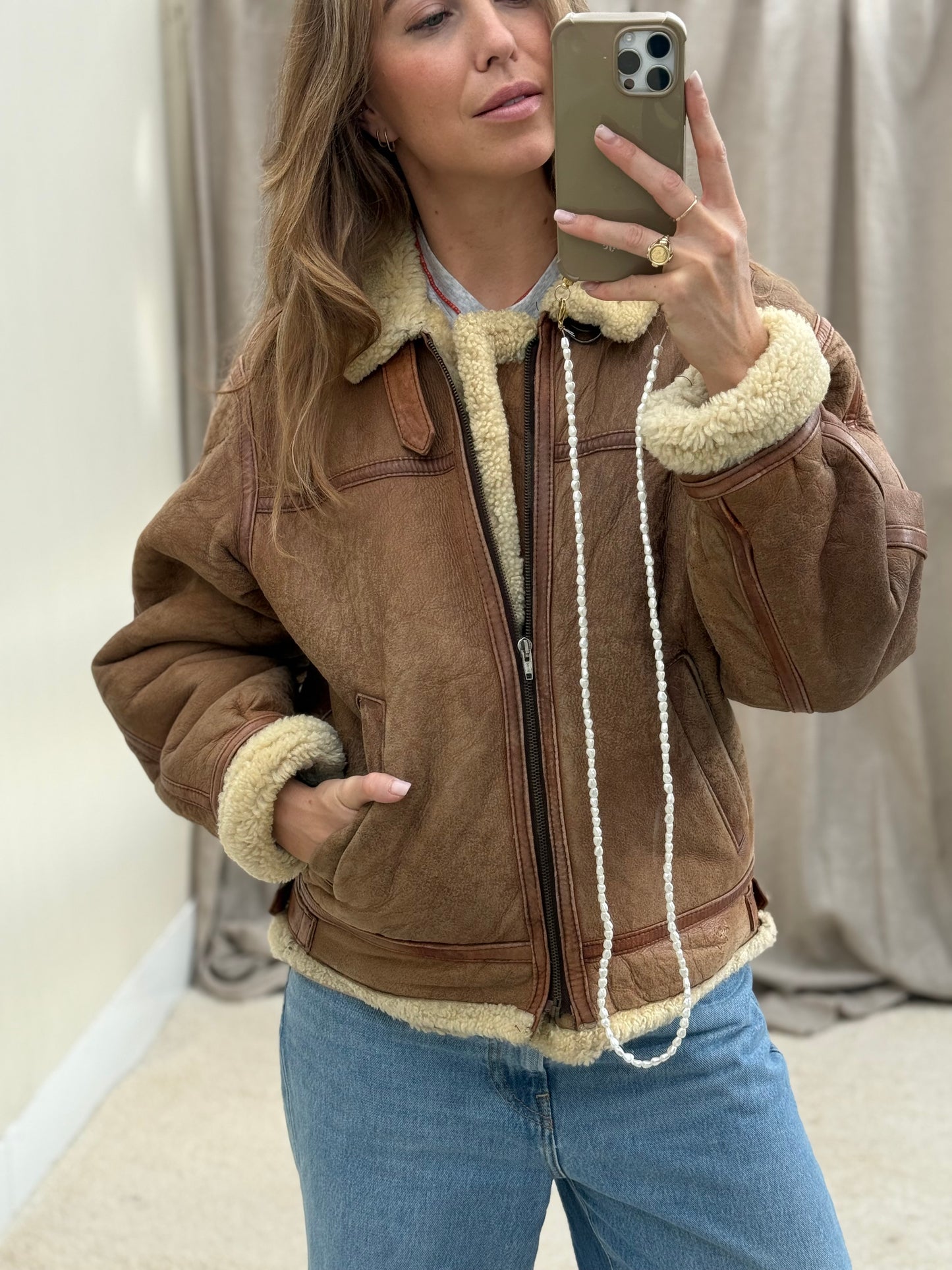 Vintage pilotenjas shearling unisex