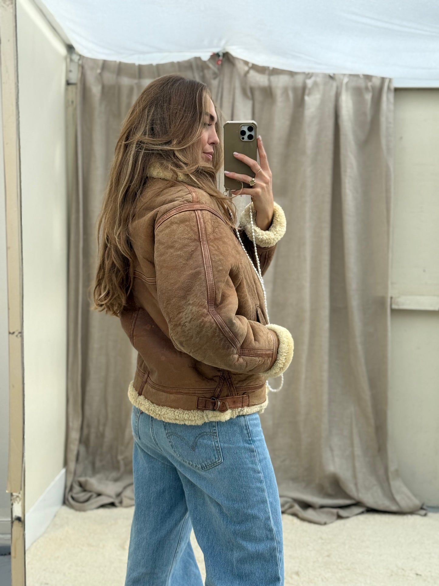 Vintage pilotenjas shearling unisex