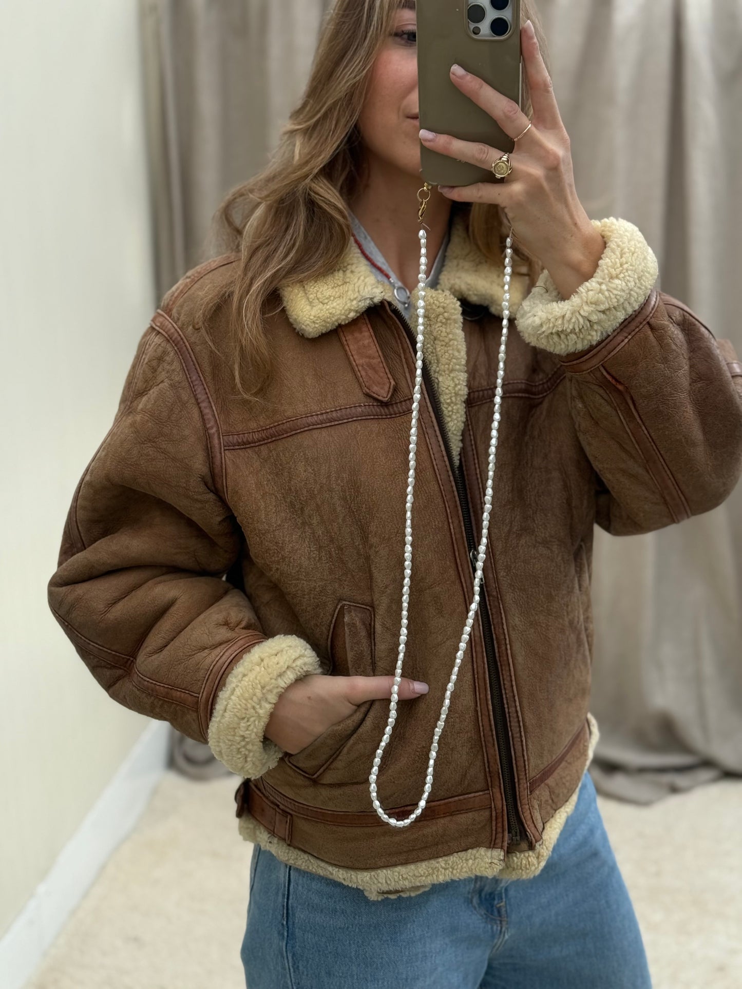 Vintage pilotenjas shearling unisex
