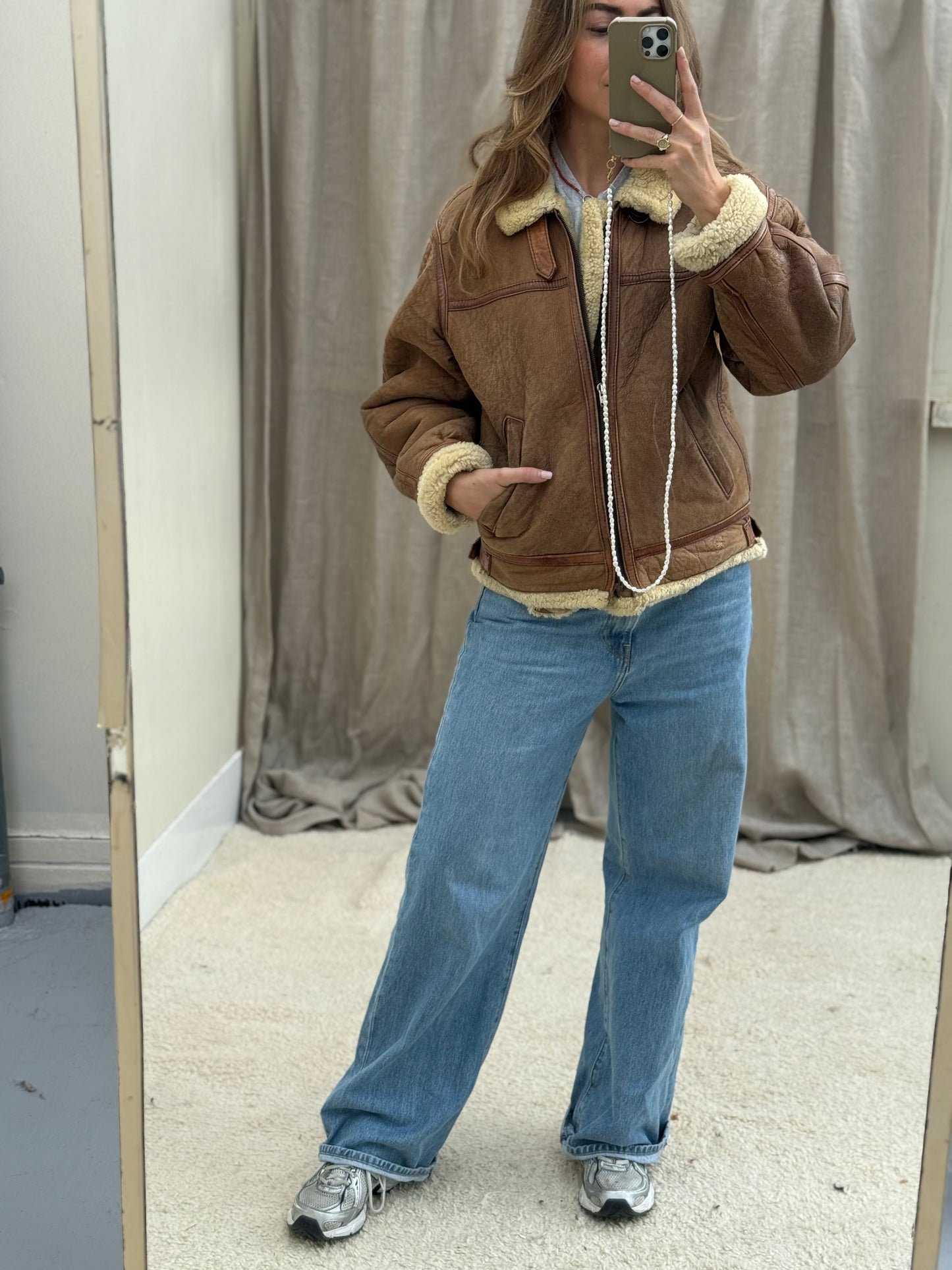 Vintage pilotenjas shearling unisex