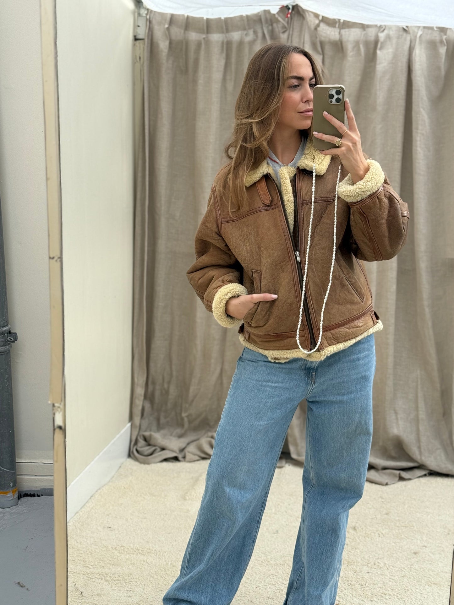Vintage pilotenjas shearling unisex