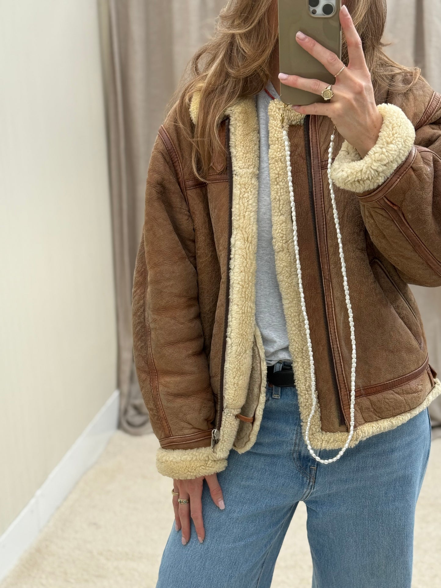 Vintage pilotenjas shearling unisex
