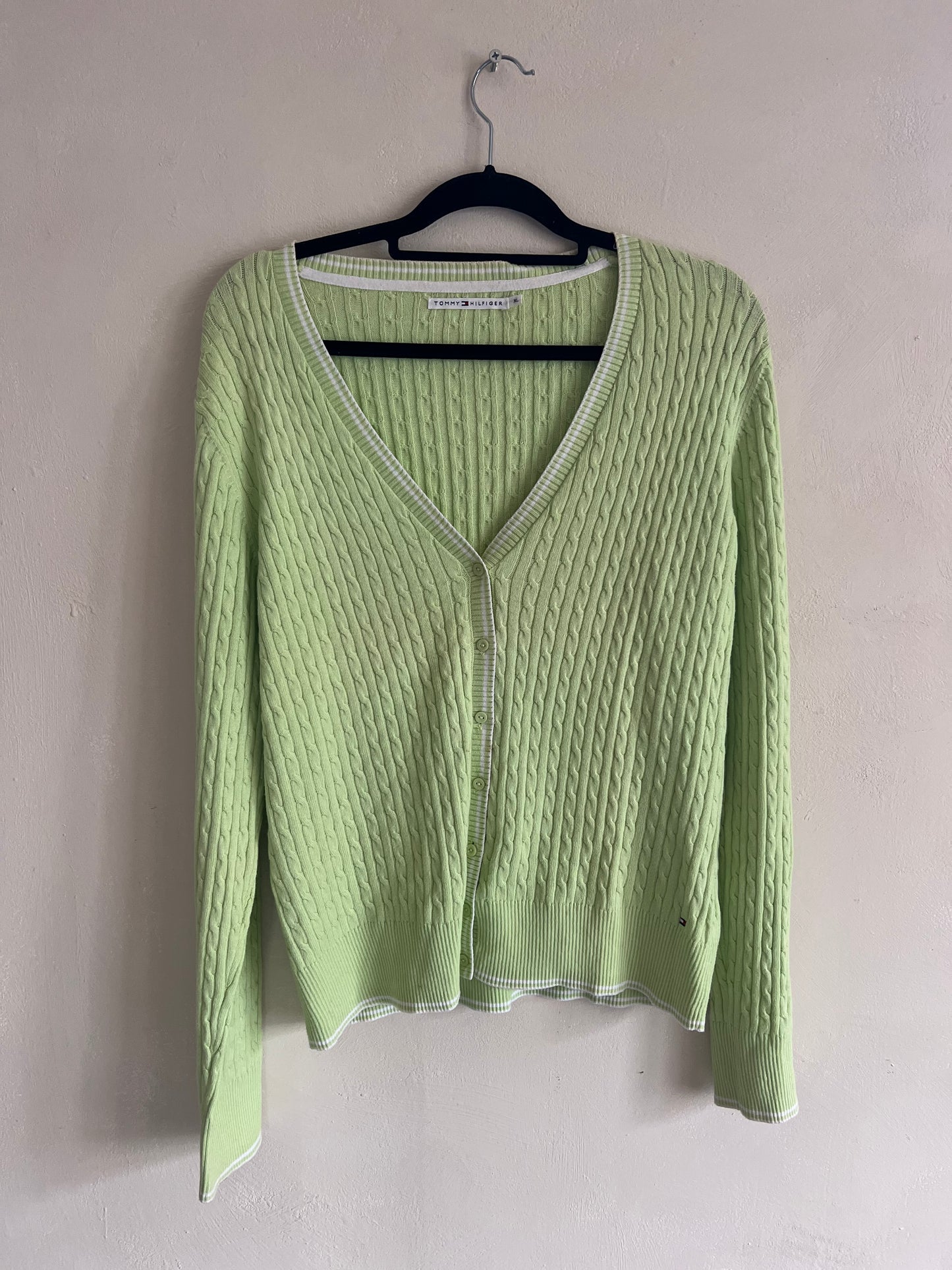 Preloved Appel groene Cardigan Tommy Hilfiger maat XL