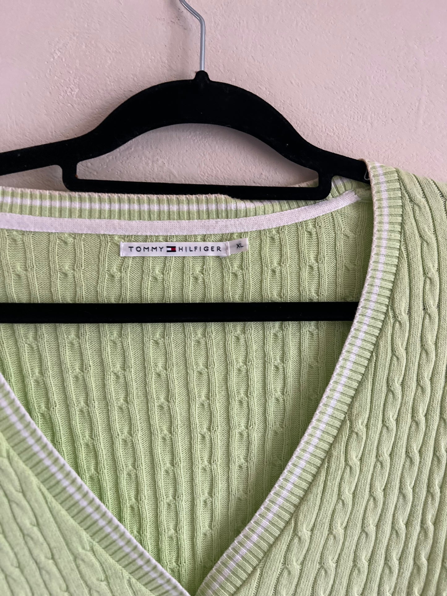 Preloved Appel groene Cardigan Tommy Hilfiger maat XL