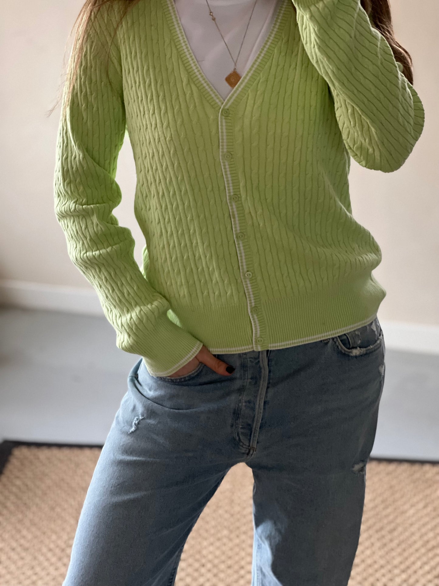 Preloved Appel groene Cardigan Tommy Hilfiger maat XL