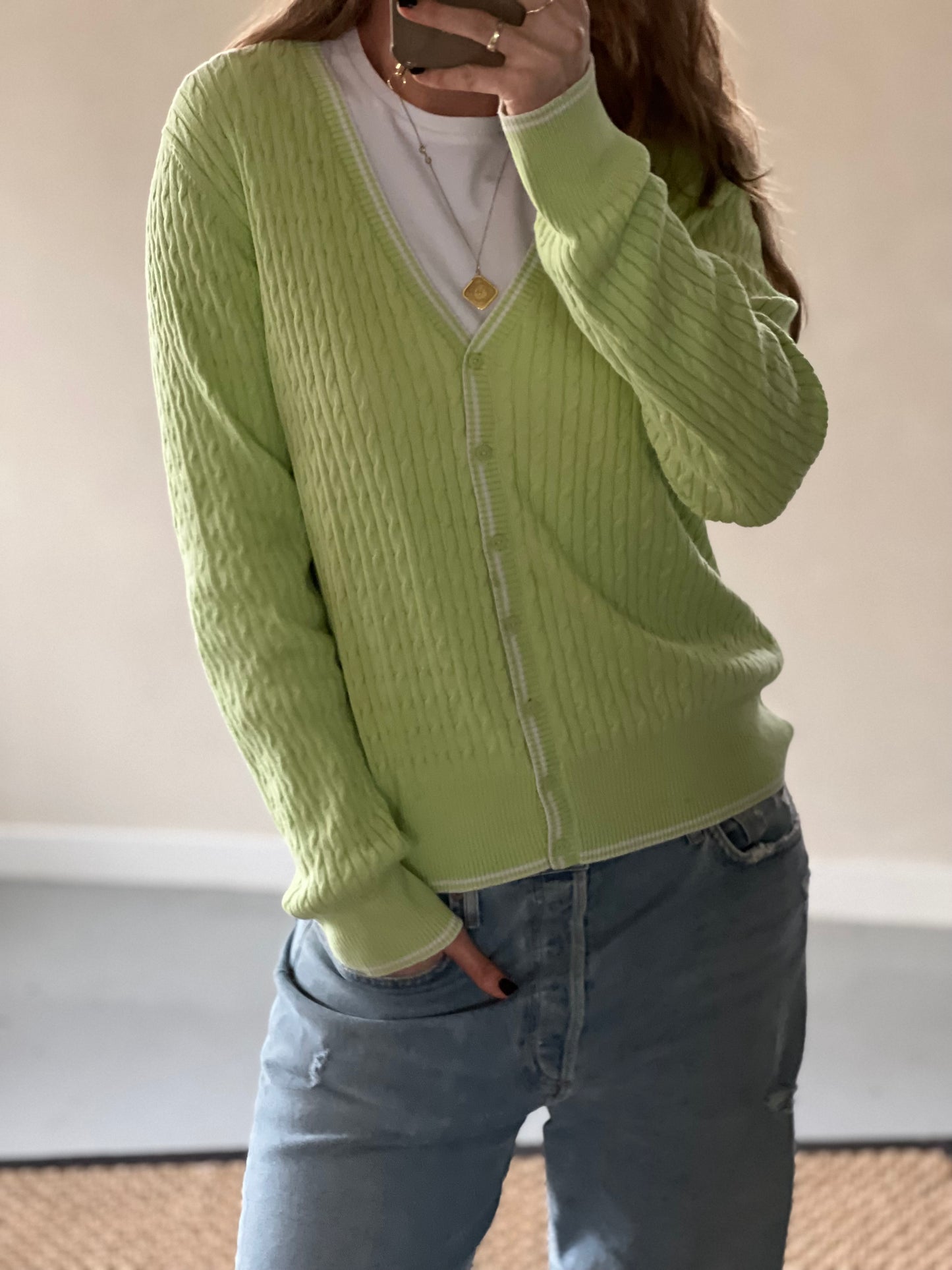 Preloved Appel groene Cardigan Tommy Hilfiger maat XL