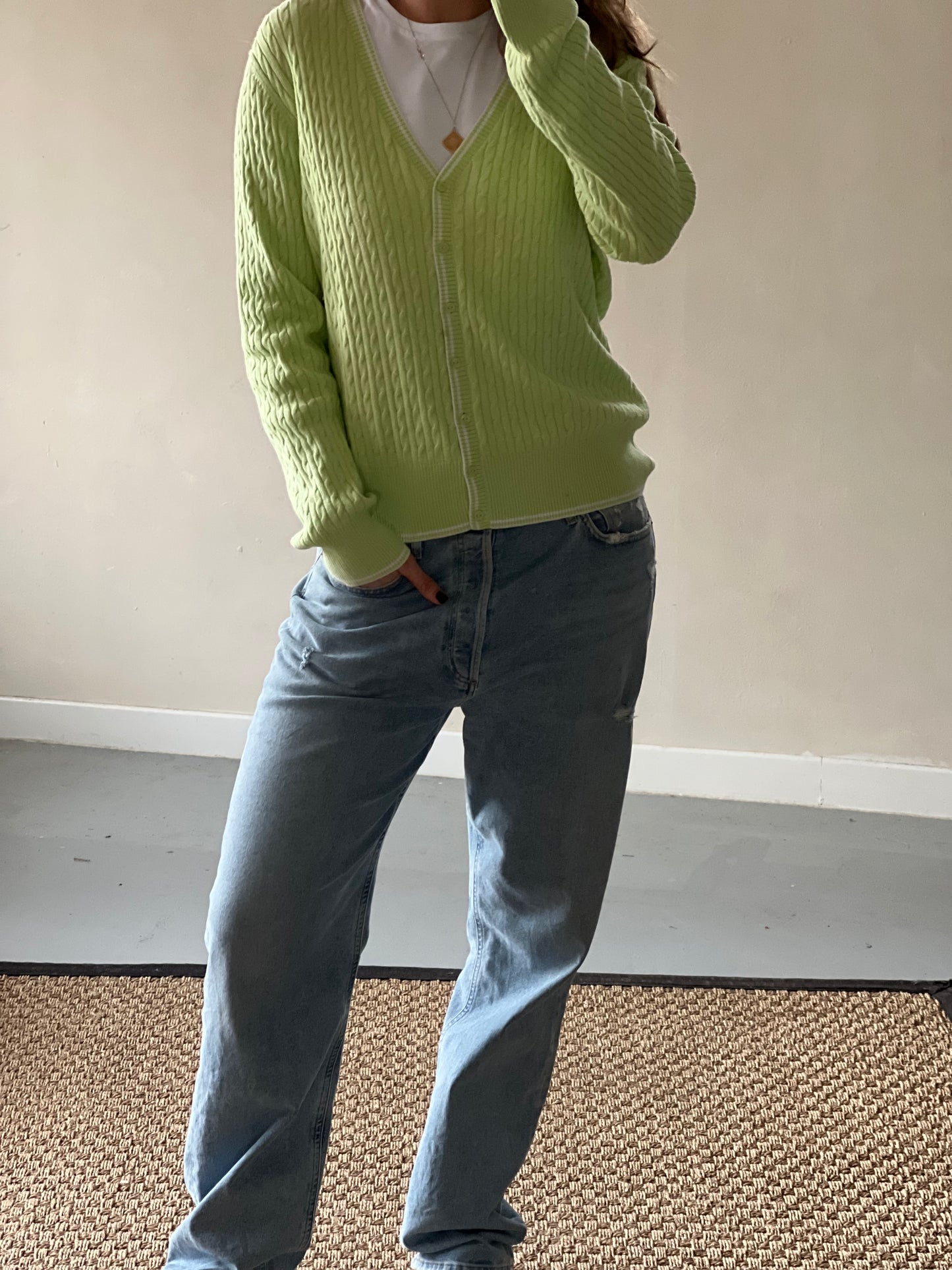 Preloved Appel groene Cardigan Tommy Hilfiger maat XL