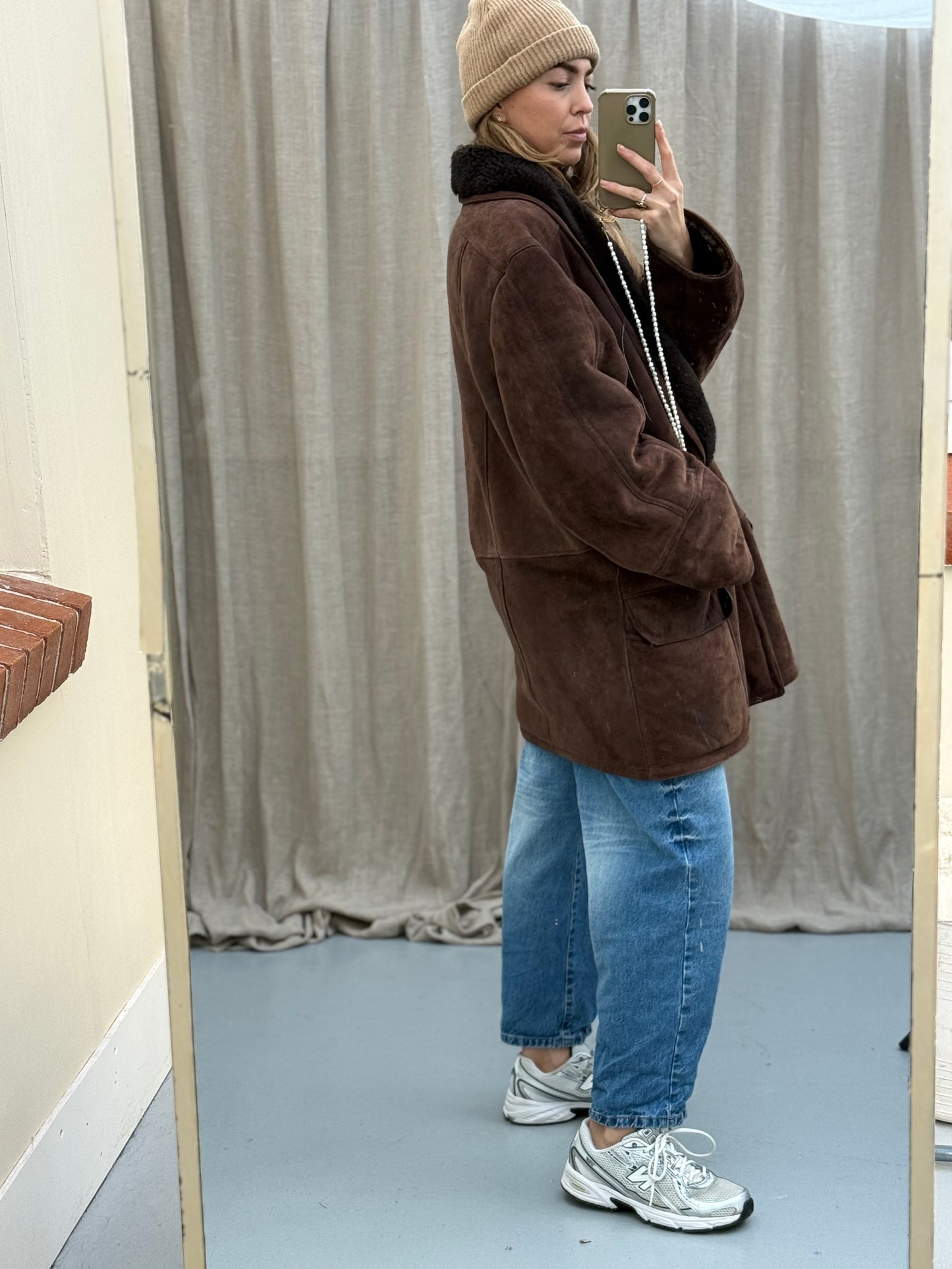 Vintage lammy coat mokka mouse chocolate unisex XXL