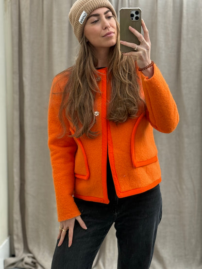 Handmade blanket jas maat one size Orange S-L