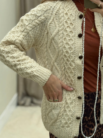 Vintage Aran knitted sweater beige