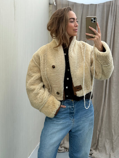 Re-made cropped lammy shearling leer
