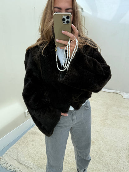 Re-made lammy coat reversible zwart shearling