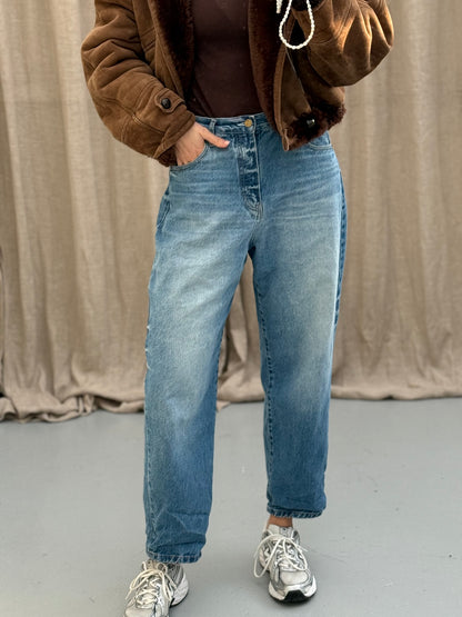 Vintage remade lammy coat cropped bruin maat S-XL