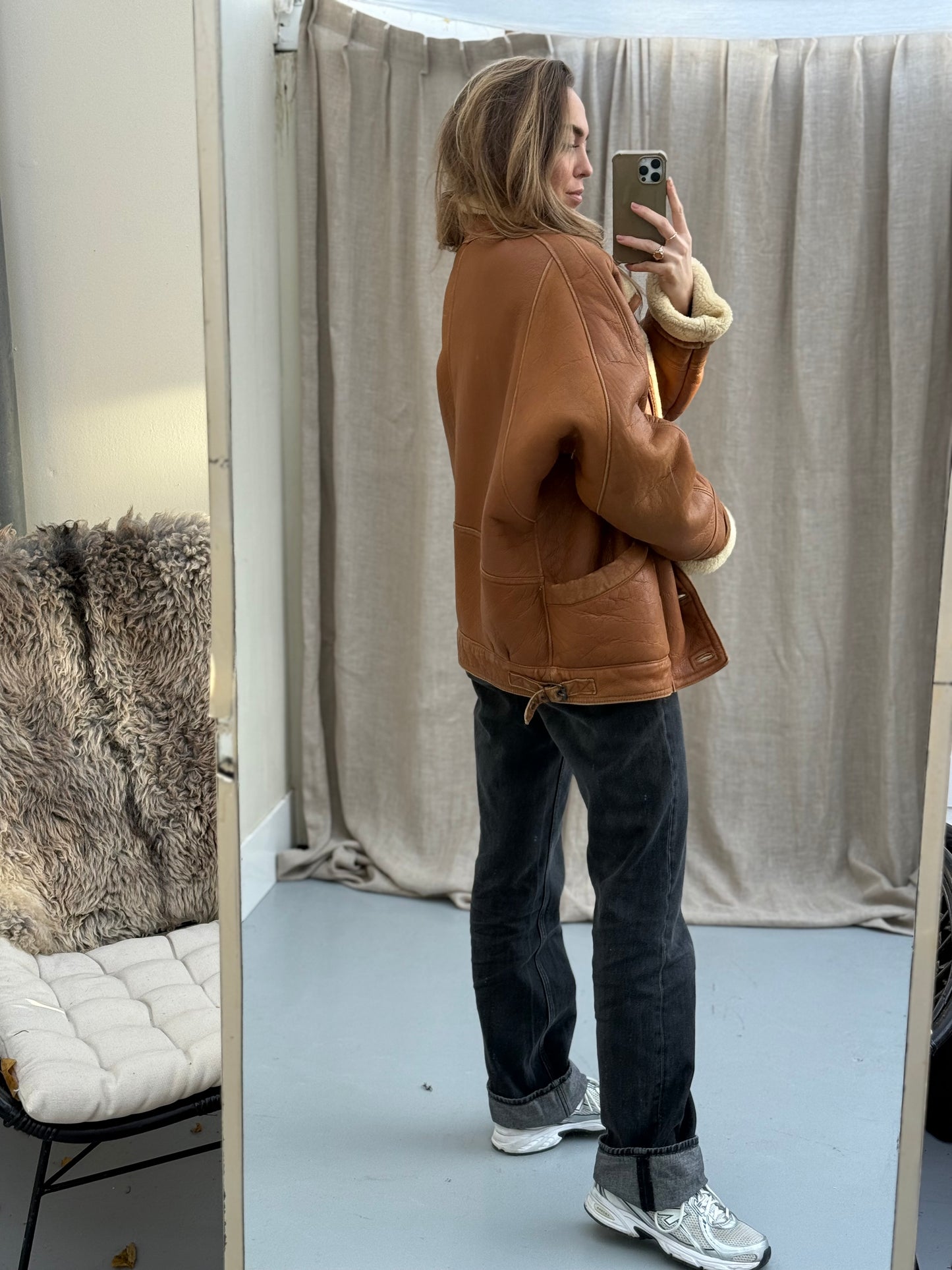 Vintage shearling lammy coat unisex maat 52 XL