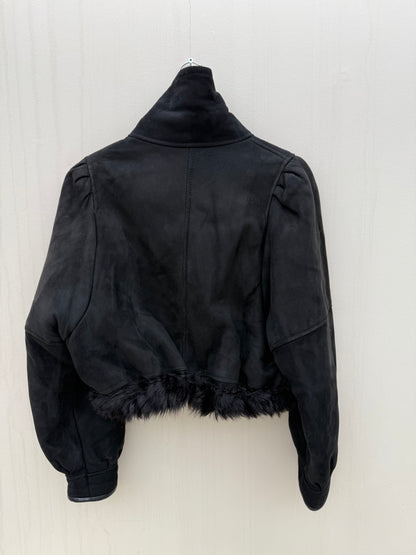 Vintage cropped lammy zwart reversible maat S/M