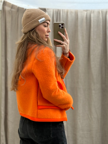 Handmade blanket jas maat one size Orange S-L