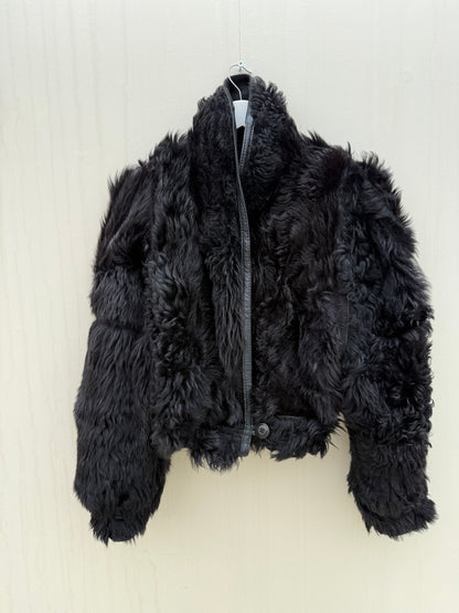 Vintage cropped lammy zwart reversible maat S/M