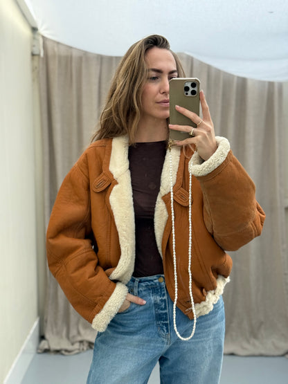 Vintage remade lammy coat reversible maat M/L