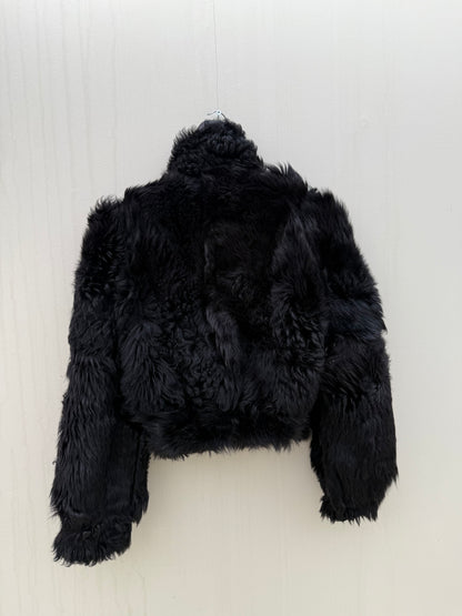 Vintage cropped lammy zwart reversible maat S/M