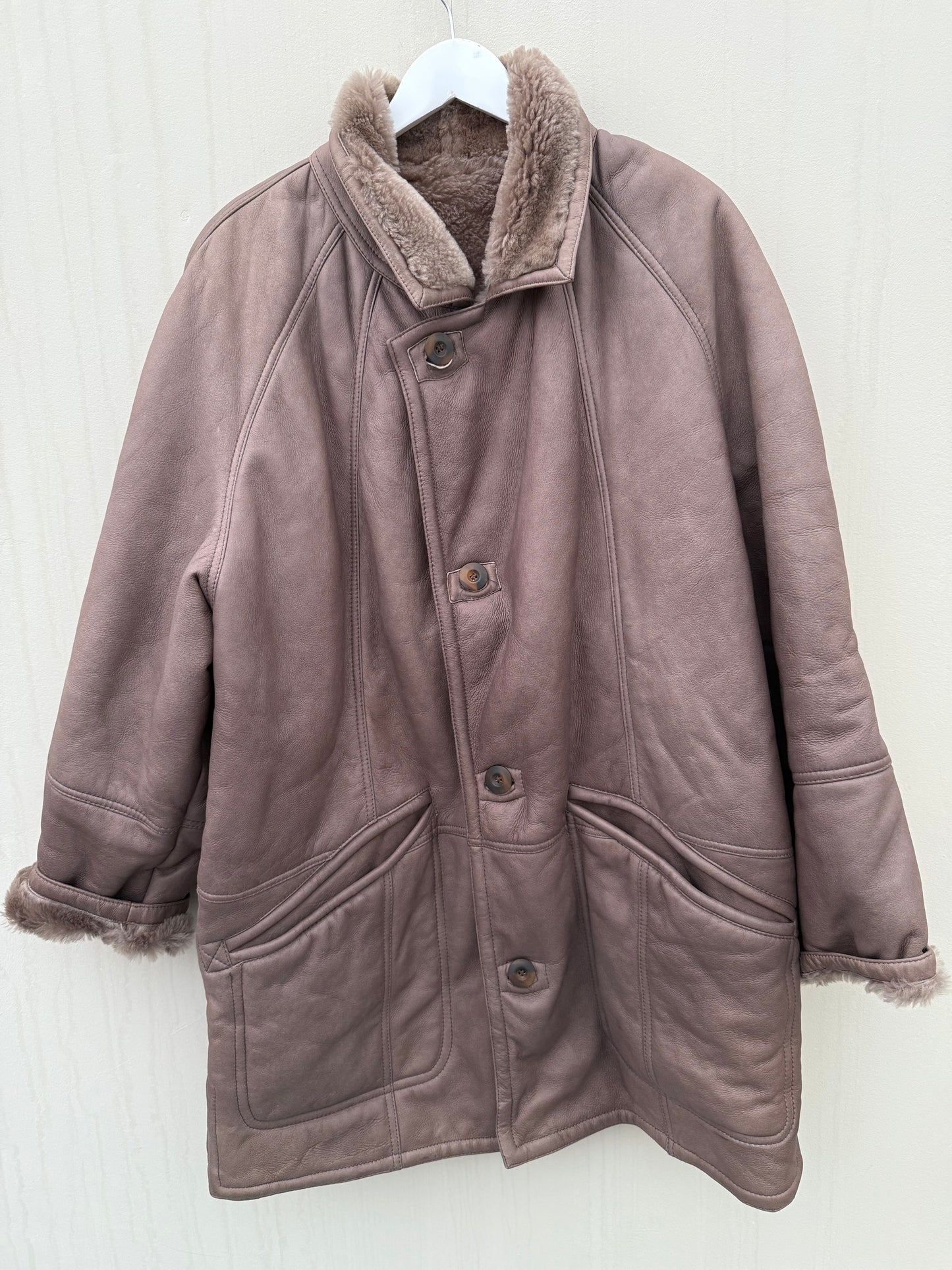 Vintage lammy coat grijs taupe reversible