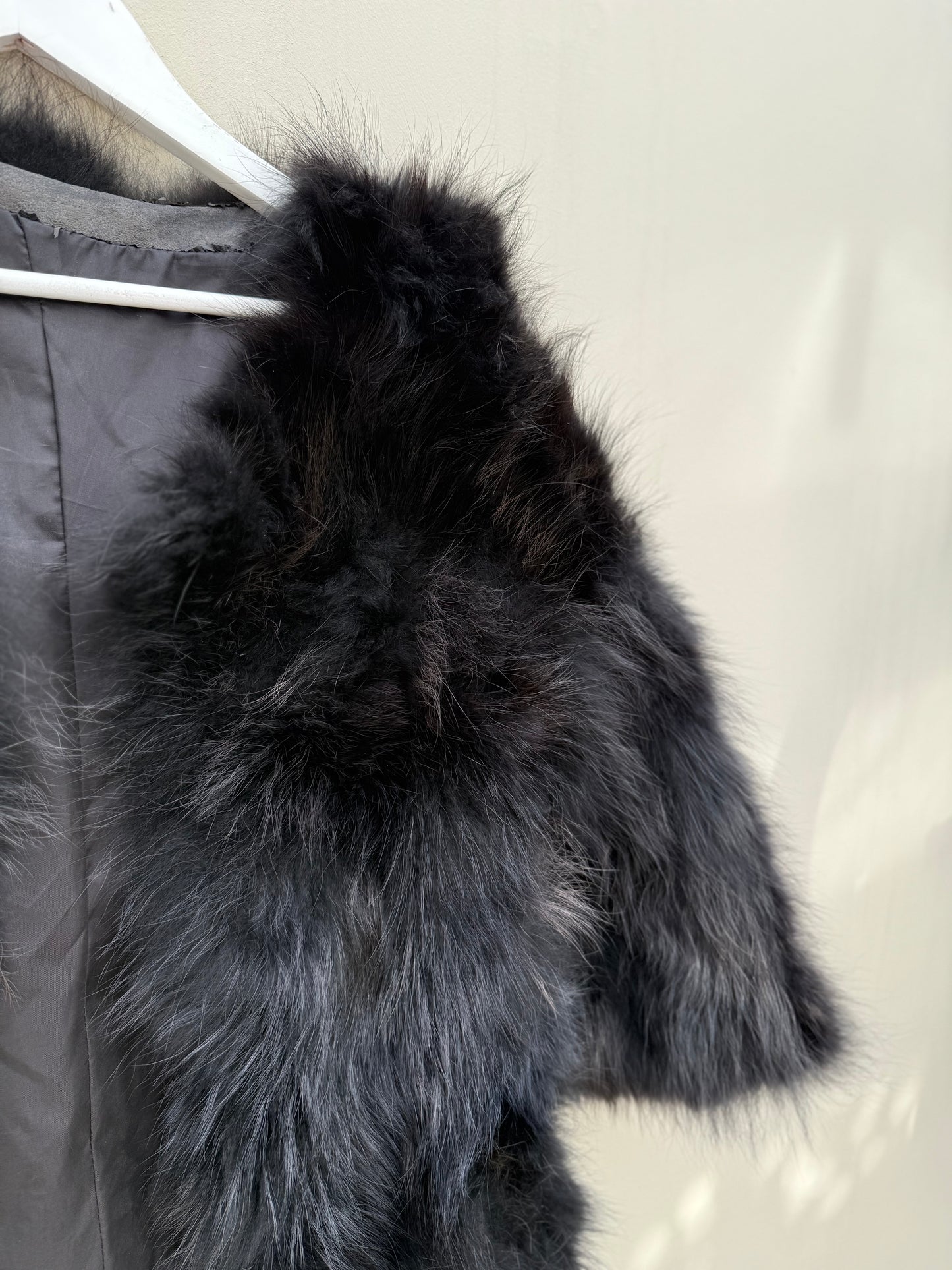 Vintage bont jas zwart chique maat M