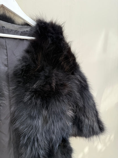 Vintage bont jas zwart chique maat M