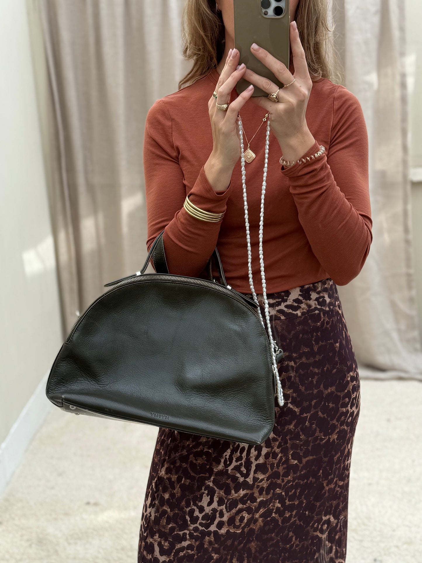 MYOMY moon bag donkergroen autumn leer
