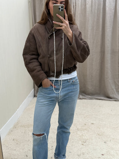Vintage cropped lammy coat reversible maat S-L