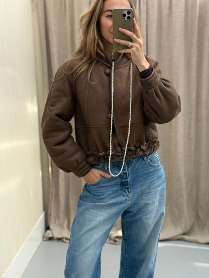 Re-made vintage lammy coat reversible shearling bruin