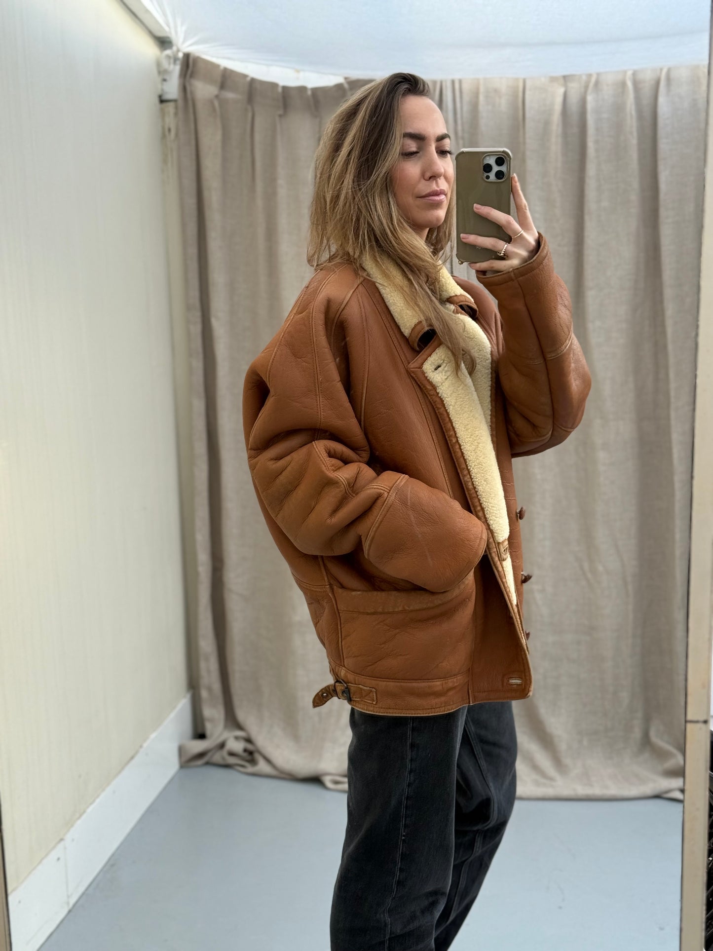 Vintage shearling lammy coat unisex maat 52 XL