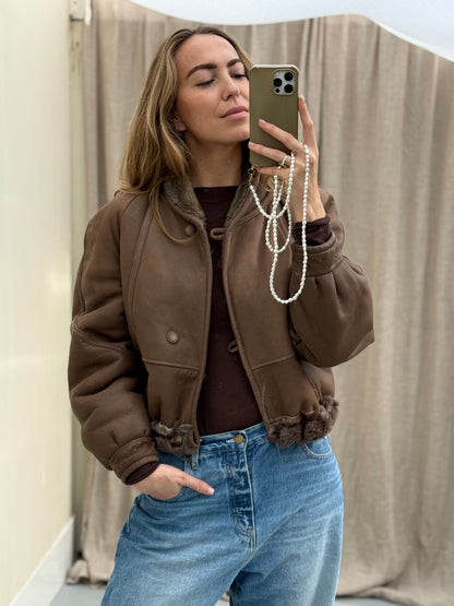 Re-made vintage lammy coat reversible shearling bruin