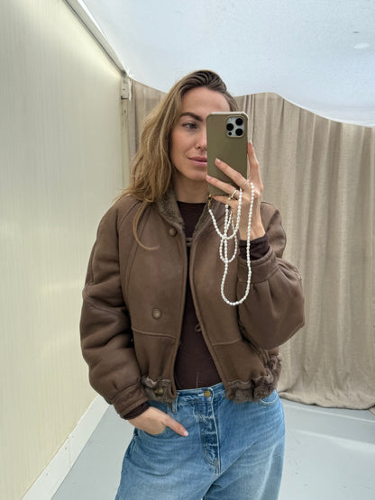 Re-made vintage lammy coat reversible shearling bruin