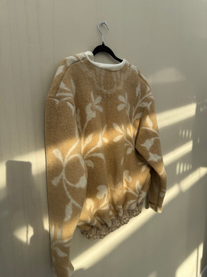 Handgemaakte jas vintage wollen deken sustainable 100% wol beige