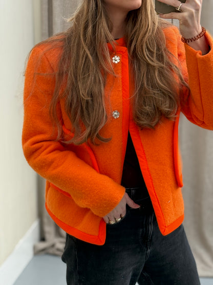 Handmade blanket jas maat one size Orange S-L