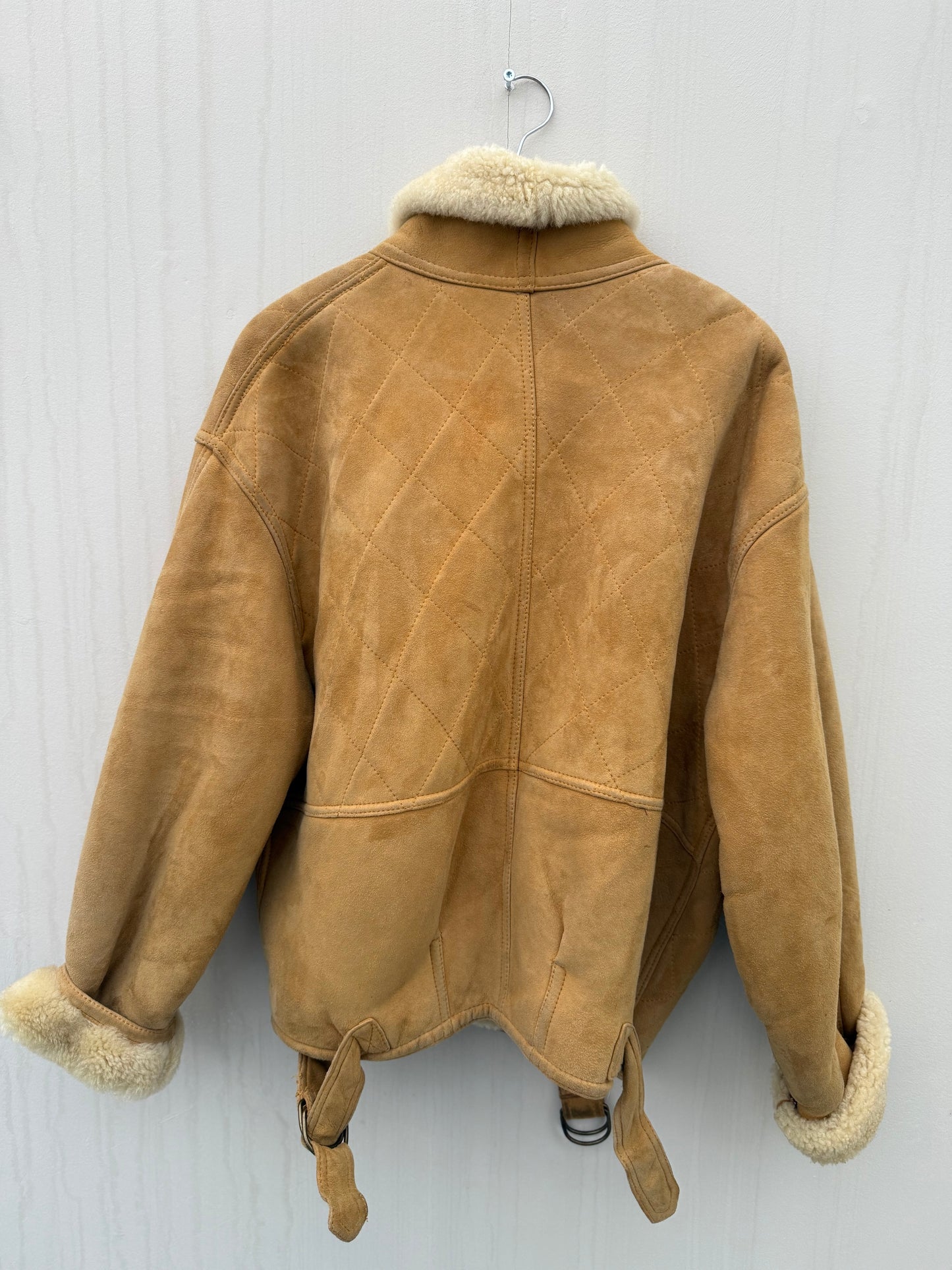 Vintage lammy coat okergeel sheepskin maat 52