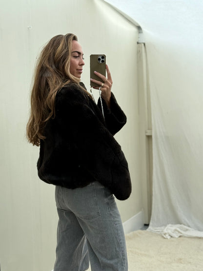 Re-made lammy coat reversible zwart shearling