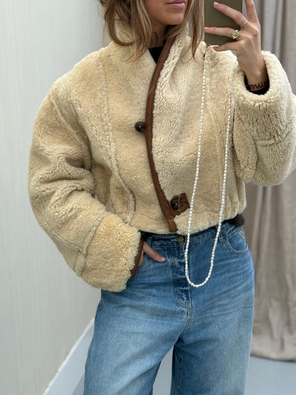 Re-made cropped lammy shearling leer