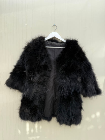 Vintage bont jas zwart chique maat M