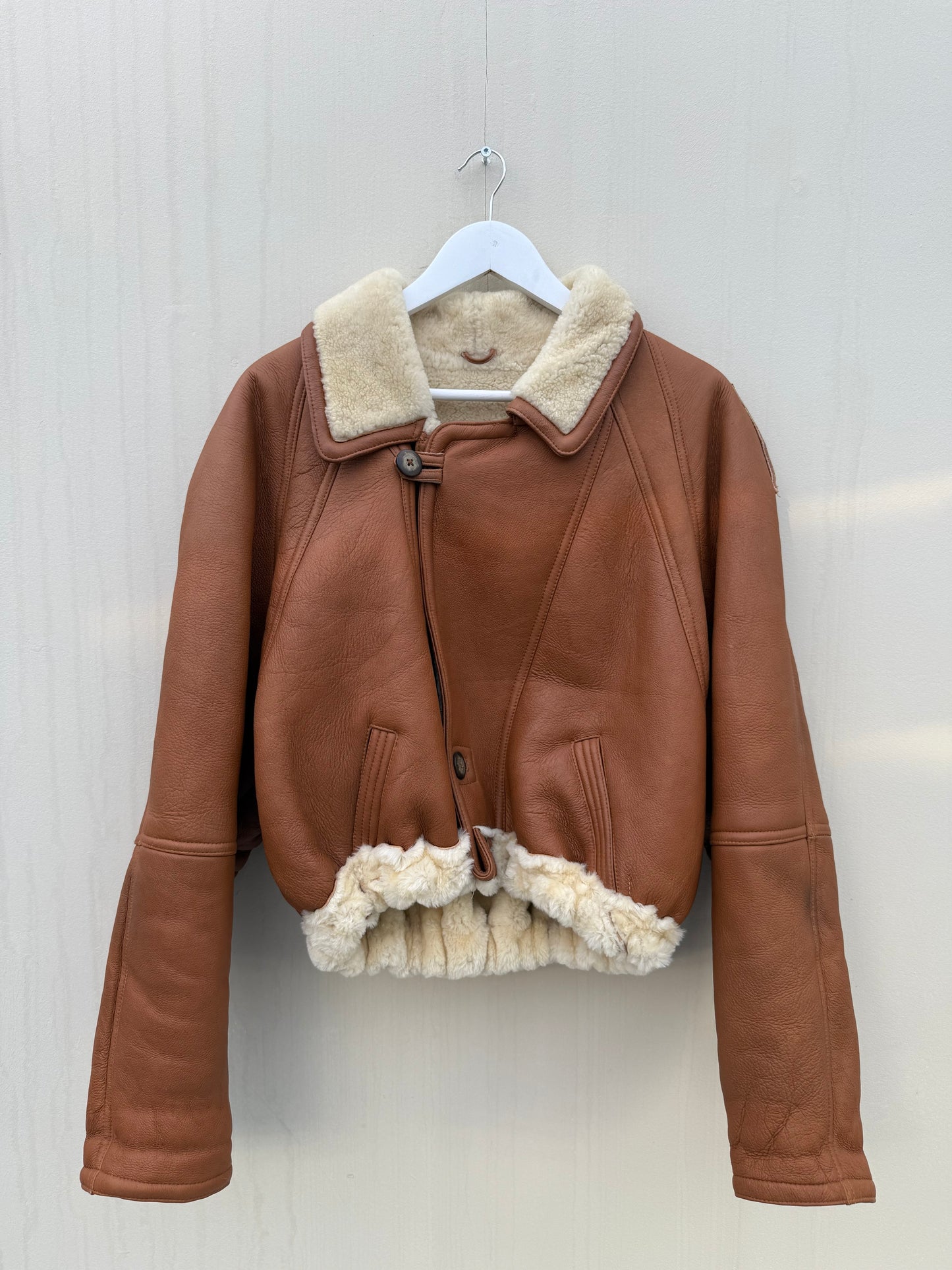 Vintage re-made cropped shearling lammy maat M-XL