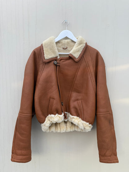 Vintage re-made cropped shearling lammy maat M-XL
