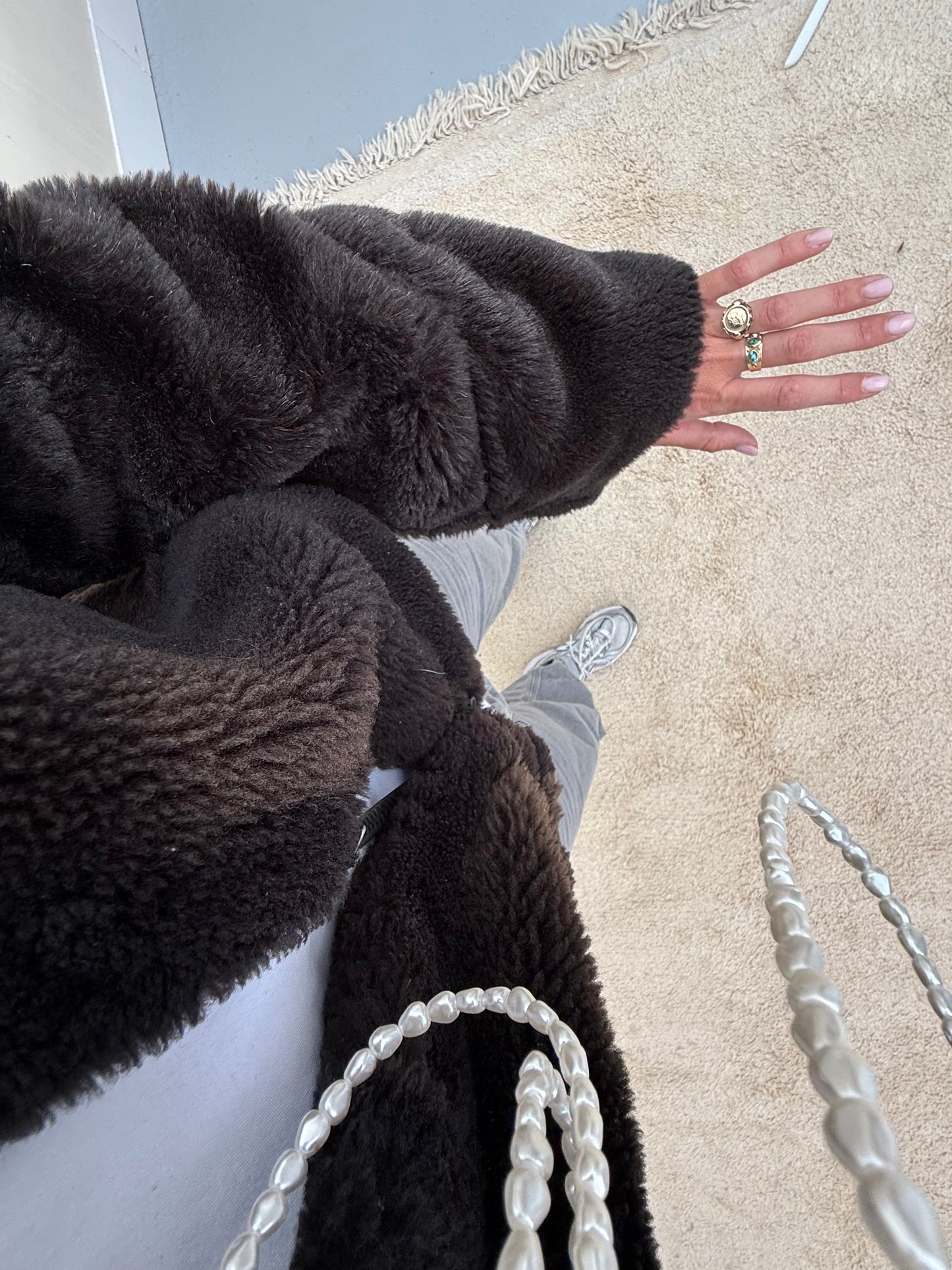 Re-made lammy coat reversible zwart shearling