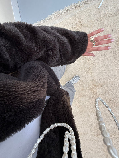 Re-made lammy coat reversible zwart shearling