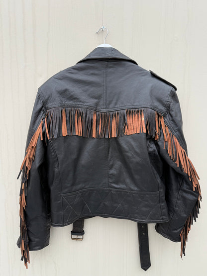 Vintage fringe jacket real leather franje jas