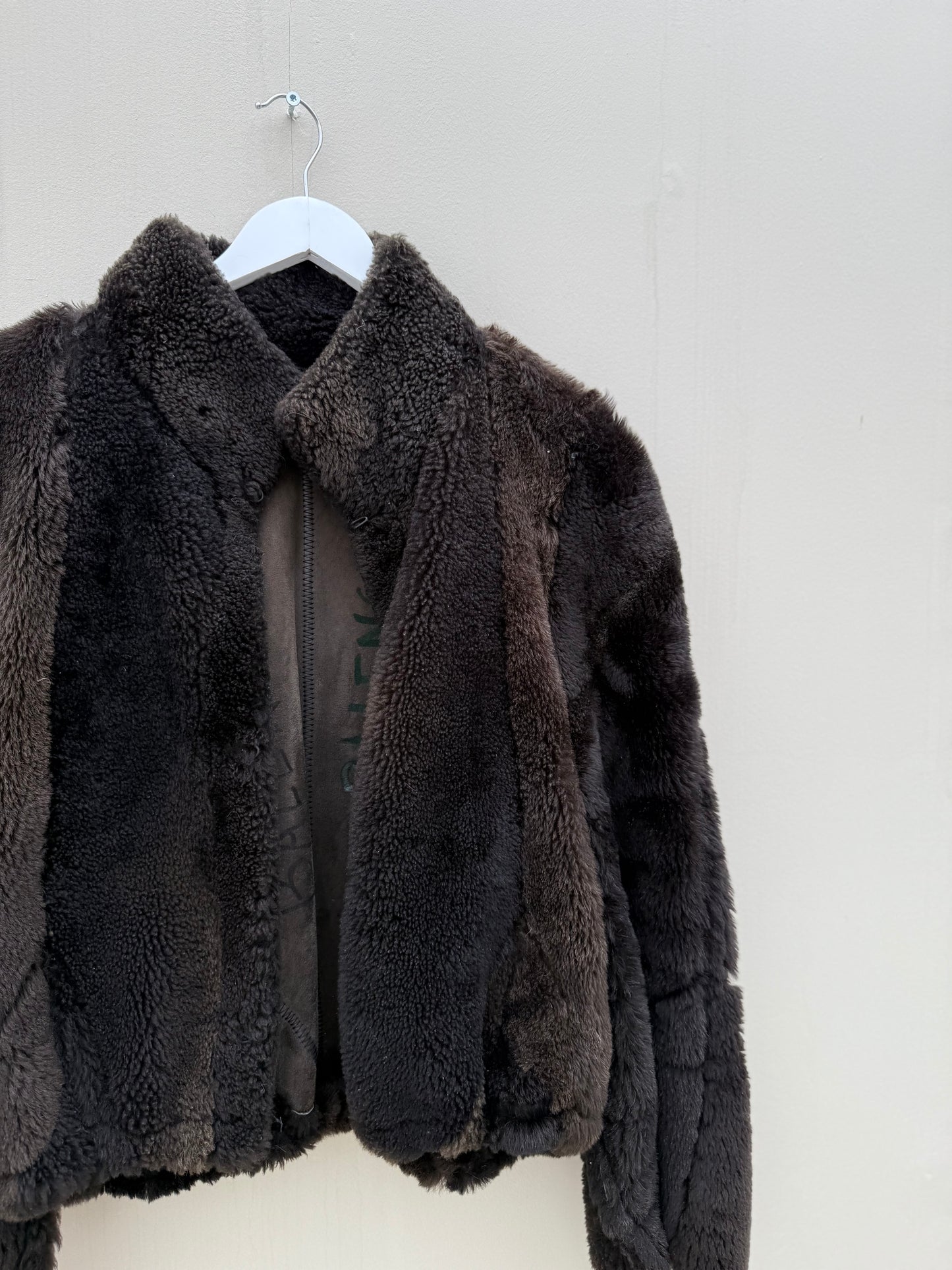 Re-made lammy coat reversible zwart shearling