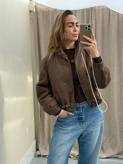 Re-made vintage lammy coat reversible shearling bruin